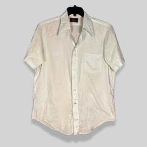 Towncraft by JCPenney No Iron Button Up Shirt Striped Rockabilly Light Blue M 16